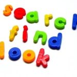 Multicolor text "search find look"