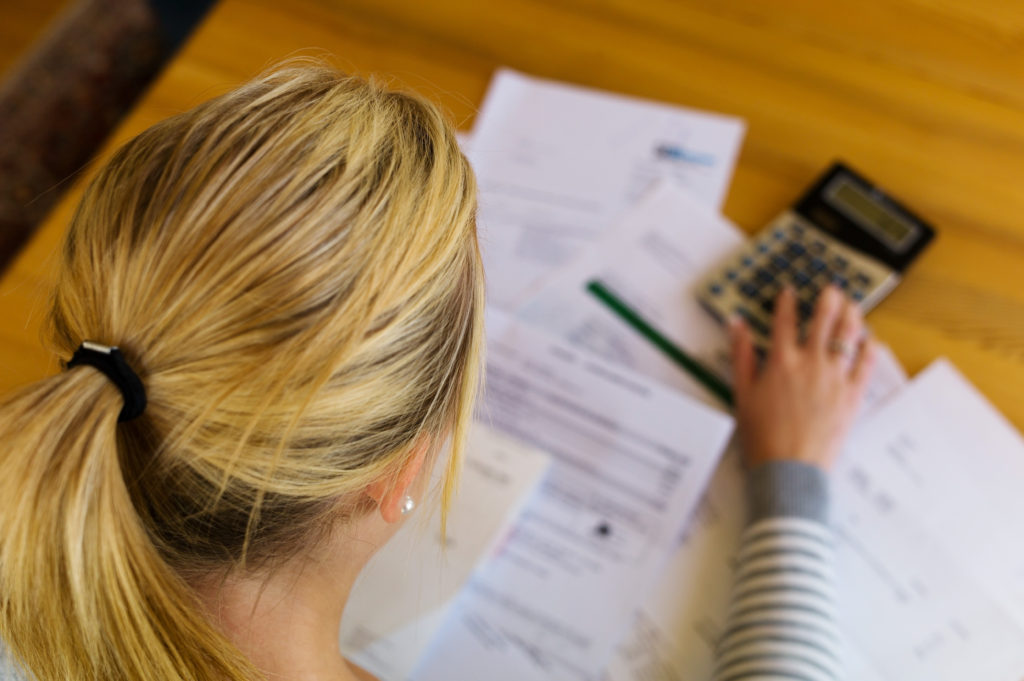 Woman doing financial caculations